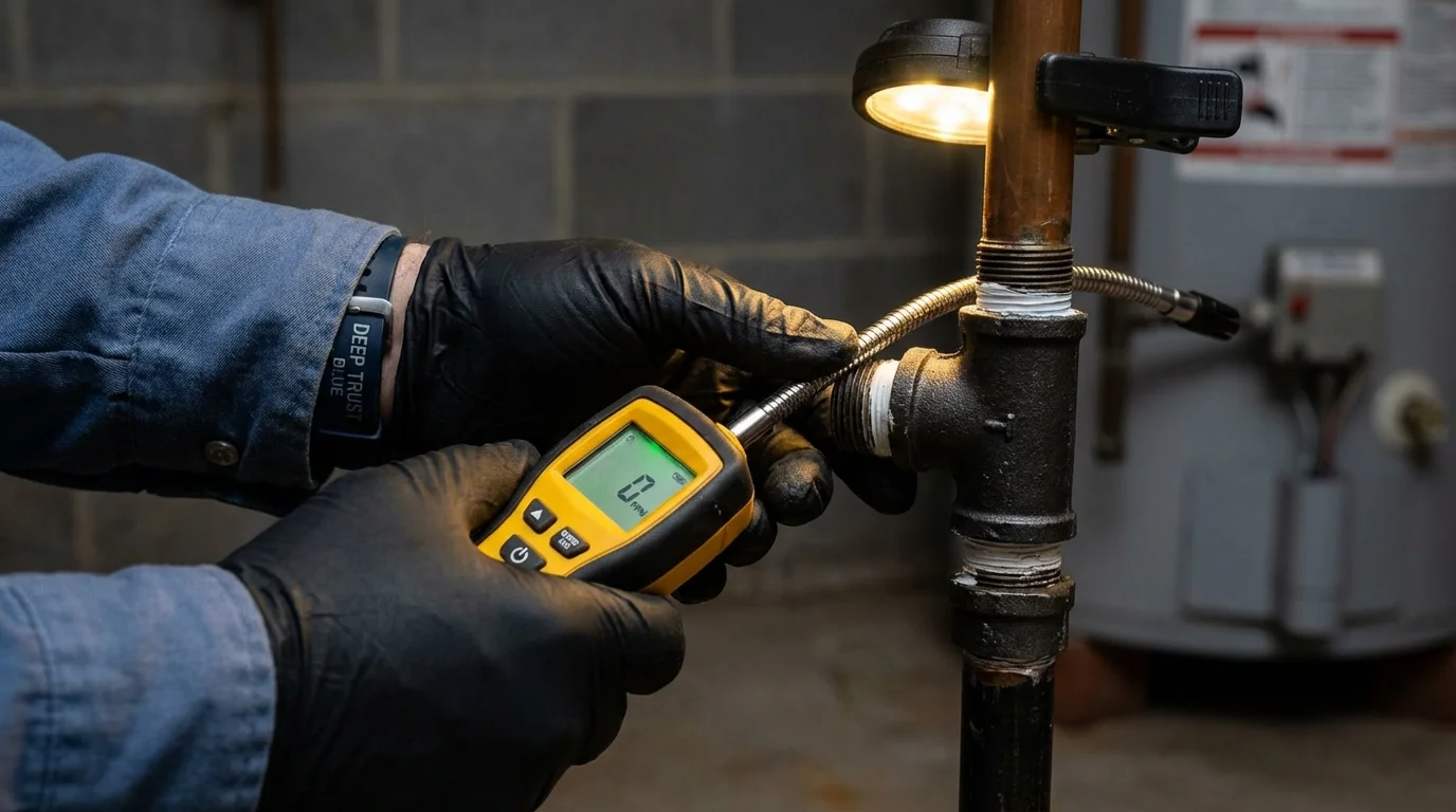 Gas leak detection with electronic sniffer by Johns Plumbing LLC in Ephraim