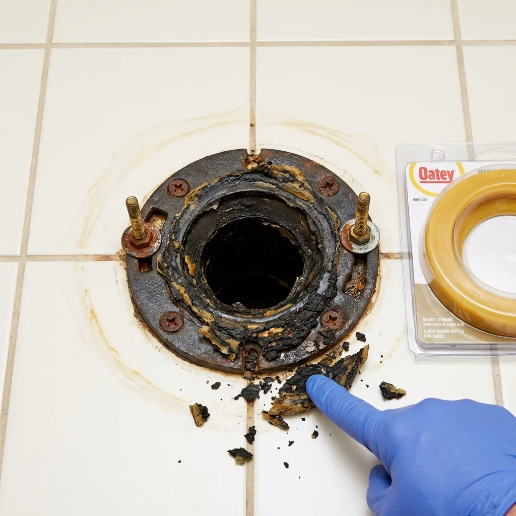 Failed wax ring showing water seepage at the base of a toilet in a Ephraim, UT home