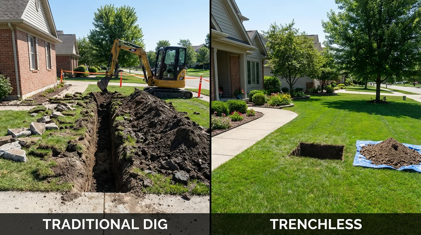 Trenchless sewer repair with minimal yard damage versus traditional excavation in Ephraim, UT